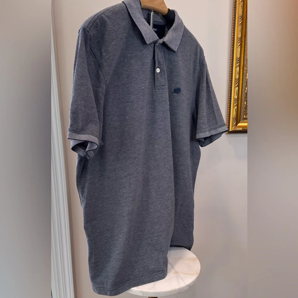 Banana republic navy blue pin point spotted men’s XL polo all cotton EUC‎